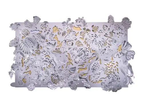 the hunt tapestry aluminium tapestry By Matteo Cibic