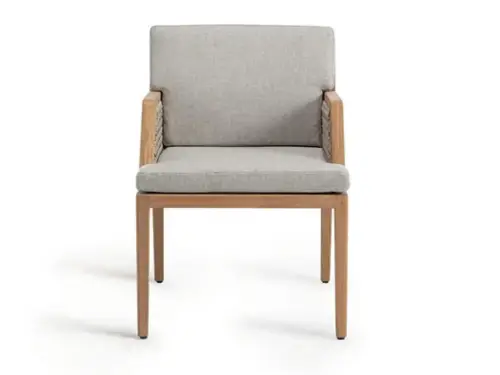 grand life dining armchair upholstered teak chair with armrests By Christophe Pillet