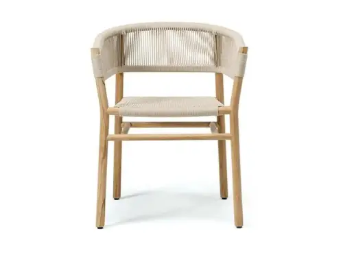 kilt dining armchair in teak stackable rope natural teak garden chair By Marcello Ziliani