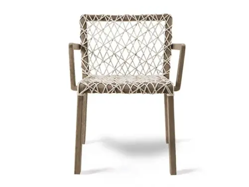 rafael dining armchair teak and rope chair with armrests By Paola Navone