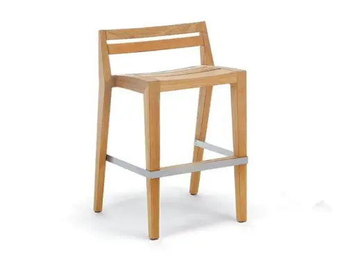 ribot counterstool h82 outdoor teak stool By Marc Sadler
