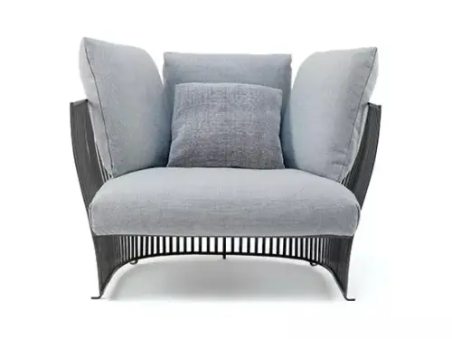 venexia lounge armchair fabric and aluminium garden armchair By Luca Nichetto