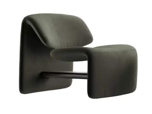 avant-garde armchair leather or fabric armchair with footstool By Fabrice Berrux