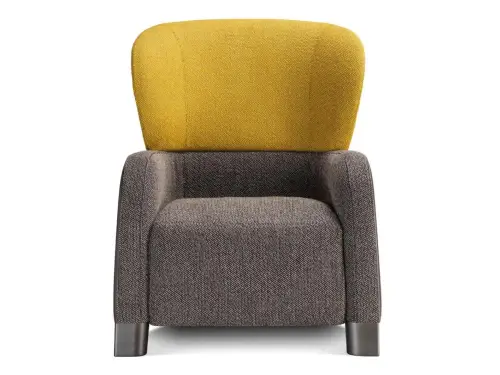 bucket bergere fabric armchair with armrests By Elisa Giovannoni